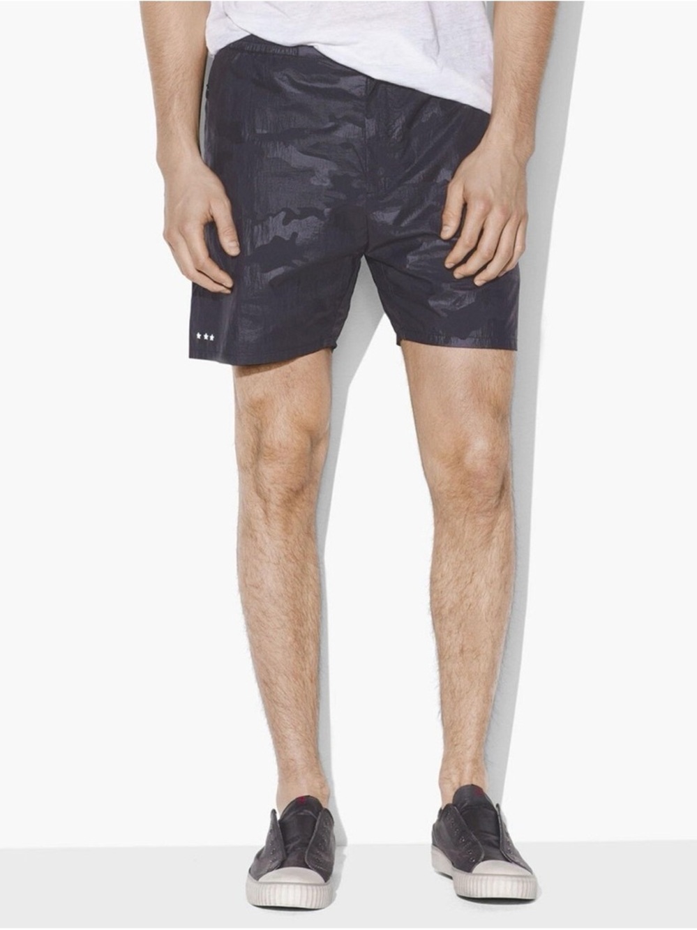 John Varvatos black camouflage shorts